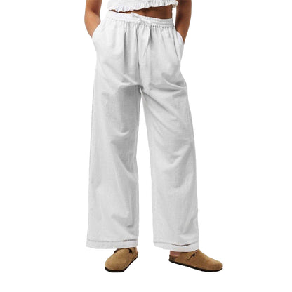Bright White - Lifestyle - Jack Wills Womens-Ladies Linen Relaxed Fit Trousers