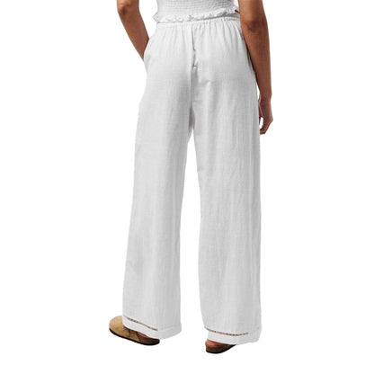 Bright White - Pack Shot - Jack Wills Womens-Ladies Linen Relaxed Fit Trousers