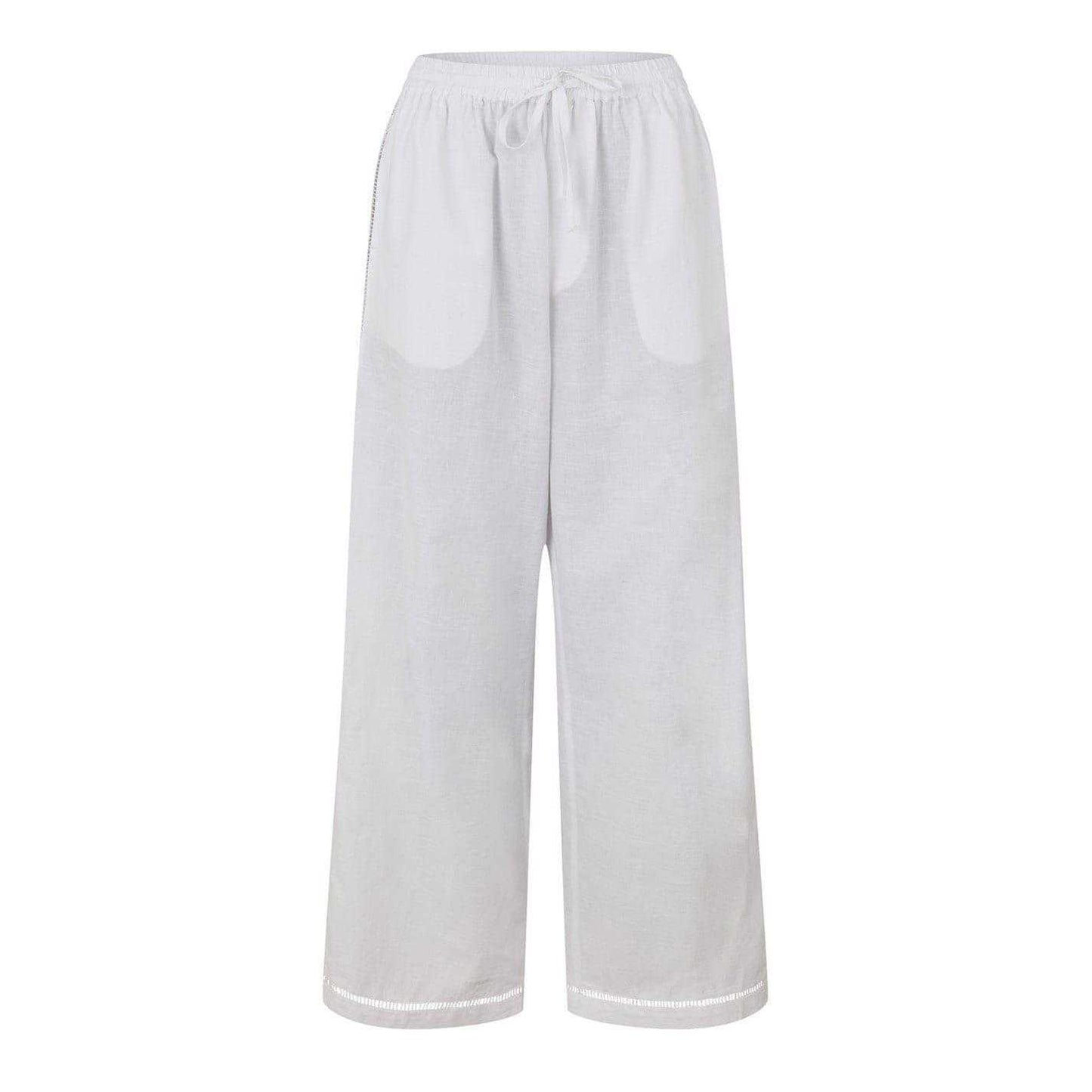 Bright White - Front - Jack Wills Womens-Ladies Linen Relaxed Fit Trousers