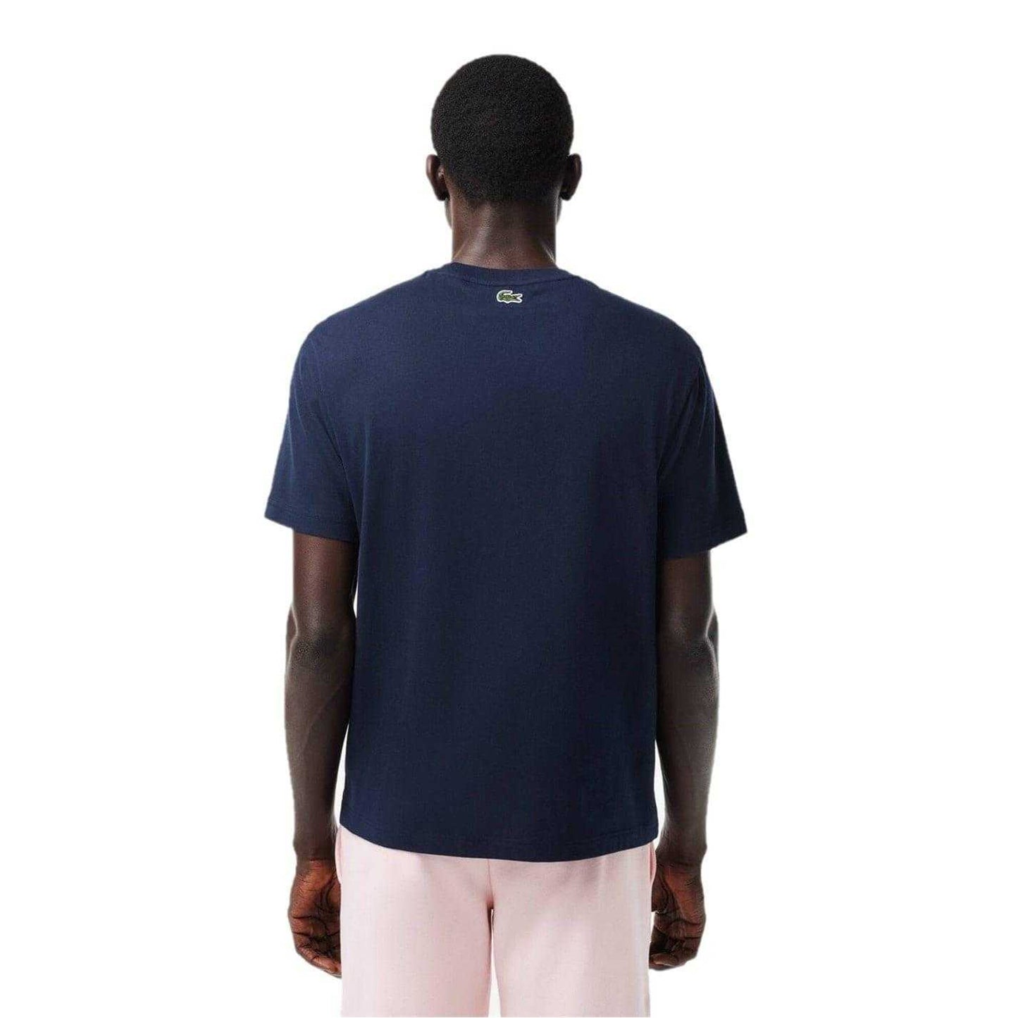White-Navy Blue - Back - Lacoste Mens Colour Block Pique T-Shirt
