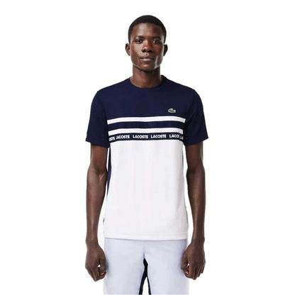White-Navy Blue - Lifestyle - Lacoste Mens Colour Block Pique T-Shirt