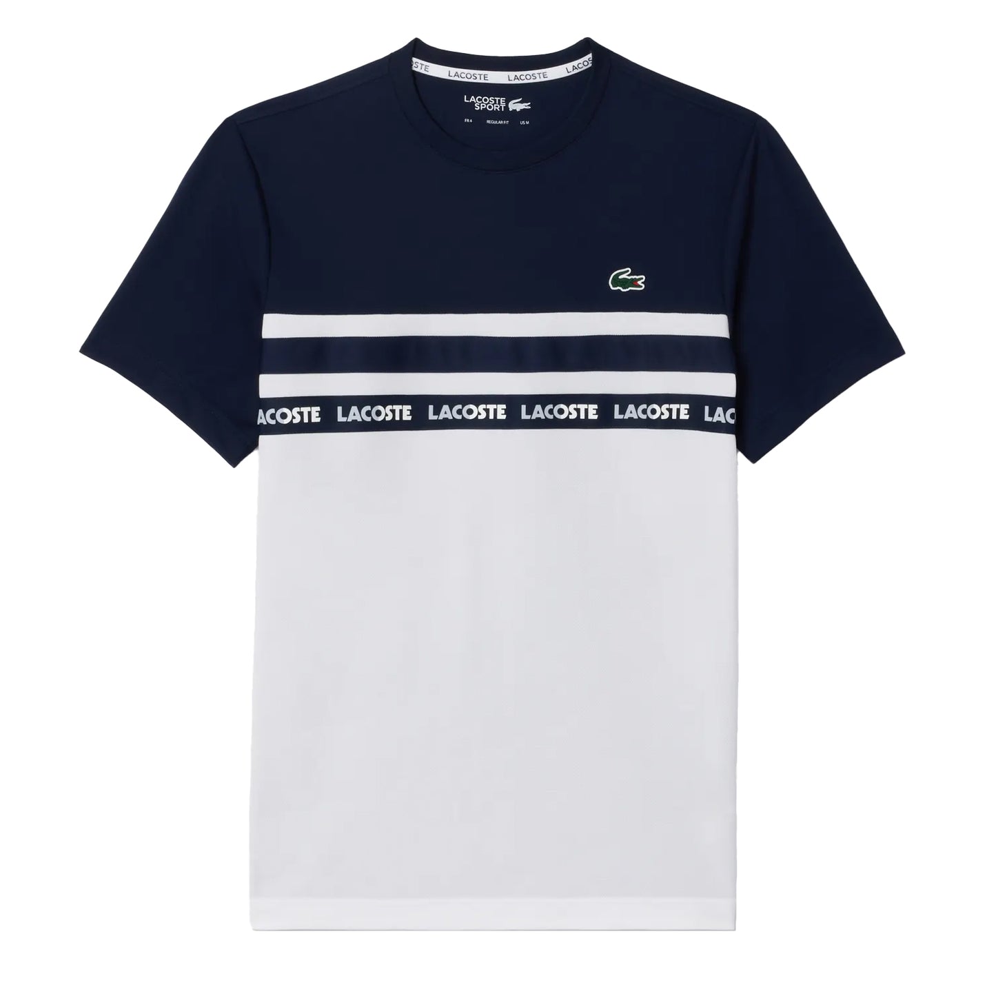 White-Navy Blue - Front - Lacoste Mens Colour Block Pique T-Shirt