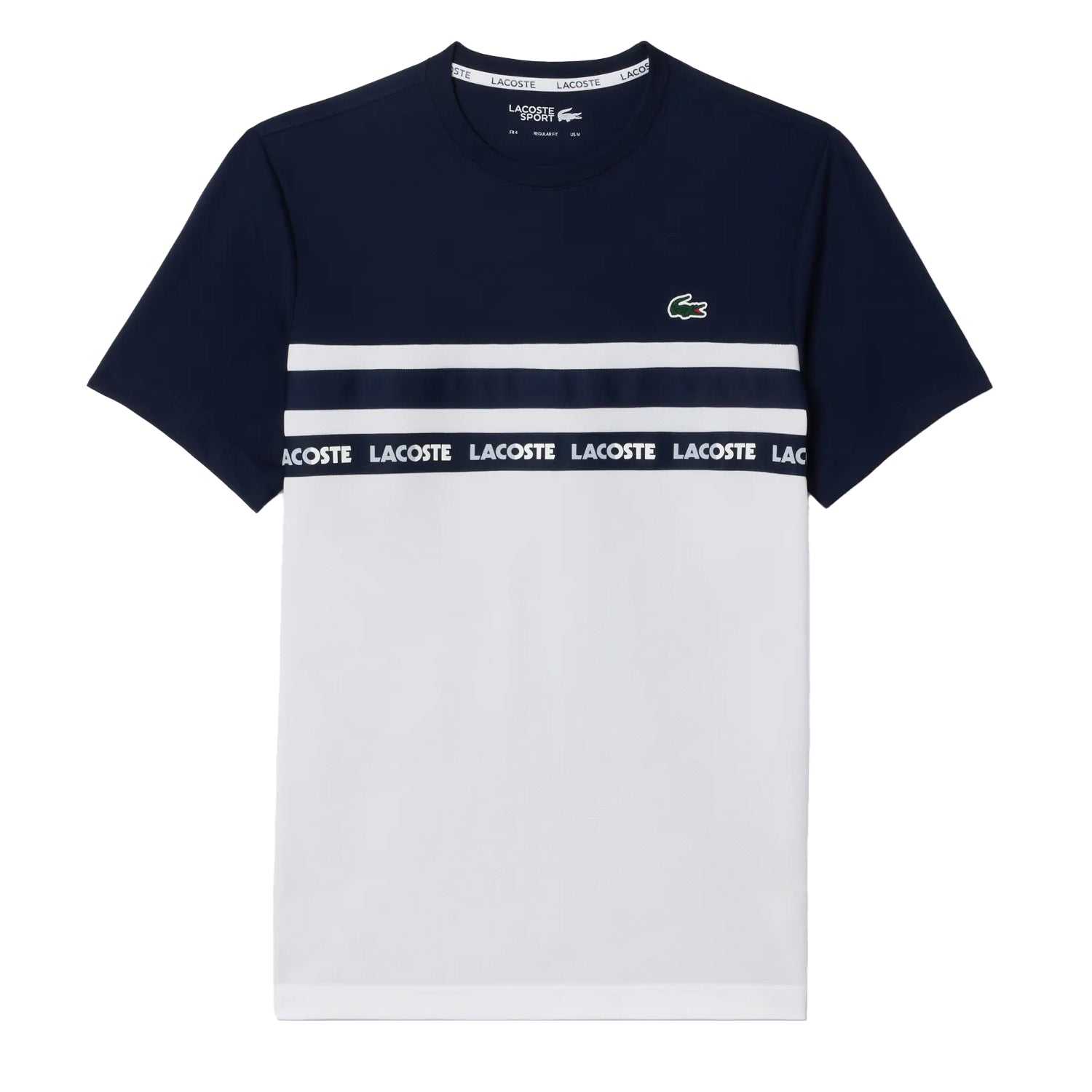 White-Navy Blue - Front - Lacoste Mens Colour Block Pique T-Shirt