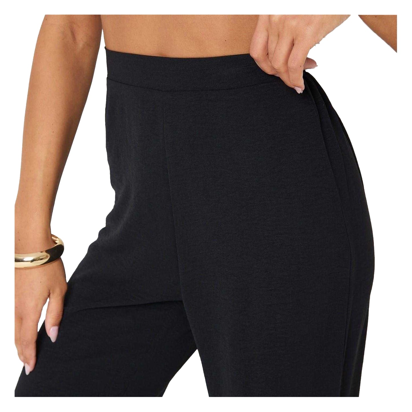 Black - Side - I Saw It First Womens-Ladies Crepe High Waist Trousers