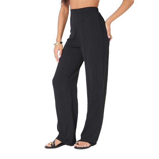 Black - Front - I Saw It First Womens-Ladies Crepe High Waist Trousers