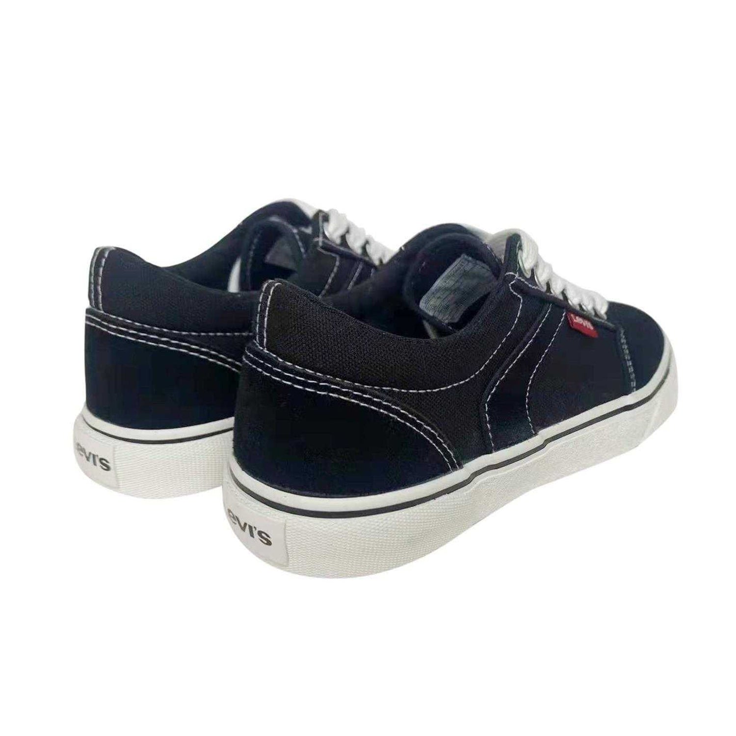 Black - Back - Levis Womens-Ladies Philly Canvas Low Cut Trainers