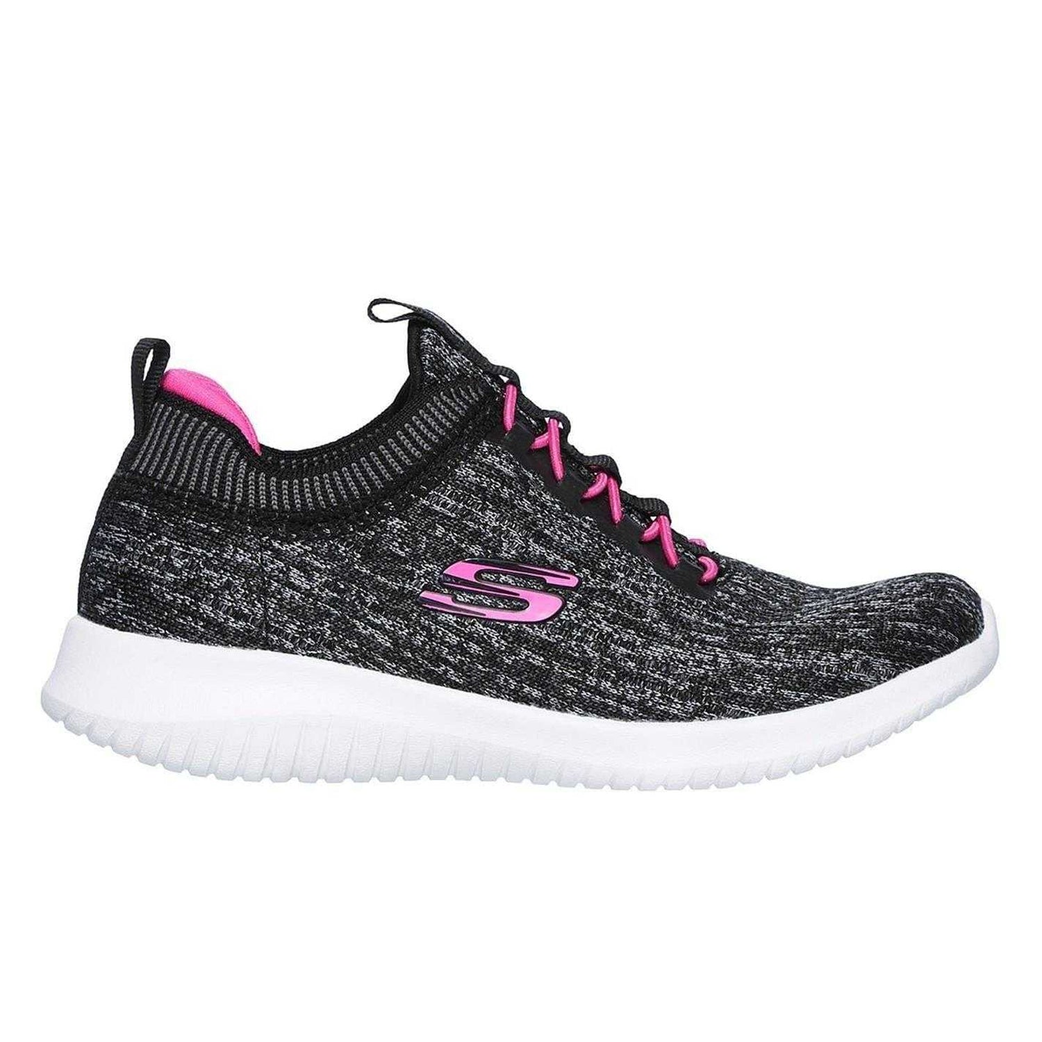 Black-Pink - Side - Skechers Girls Ultra Flex Bright Horizon Trainers