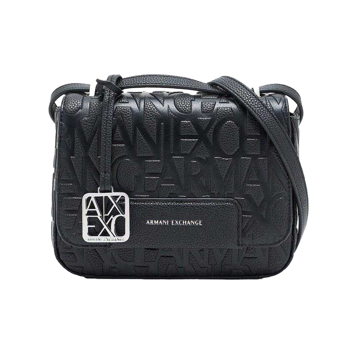 Black - Front - Armani Exchange All Over Logo Messenger Bag