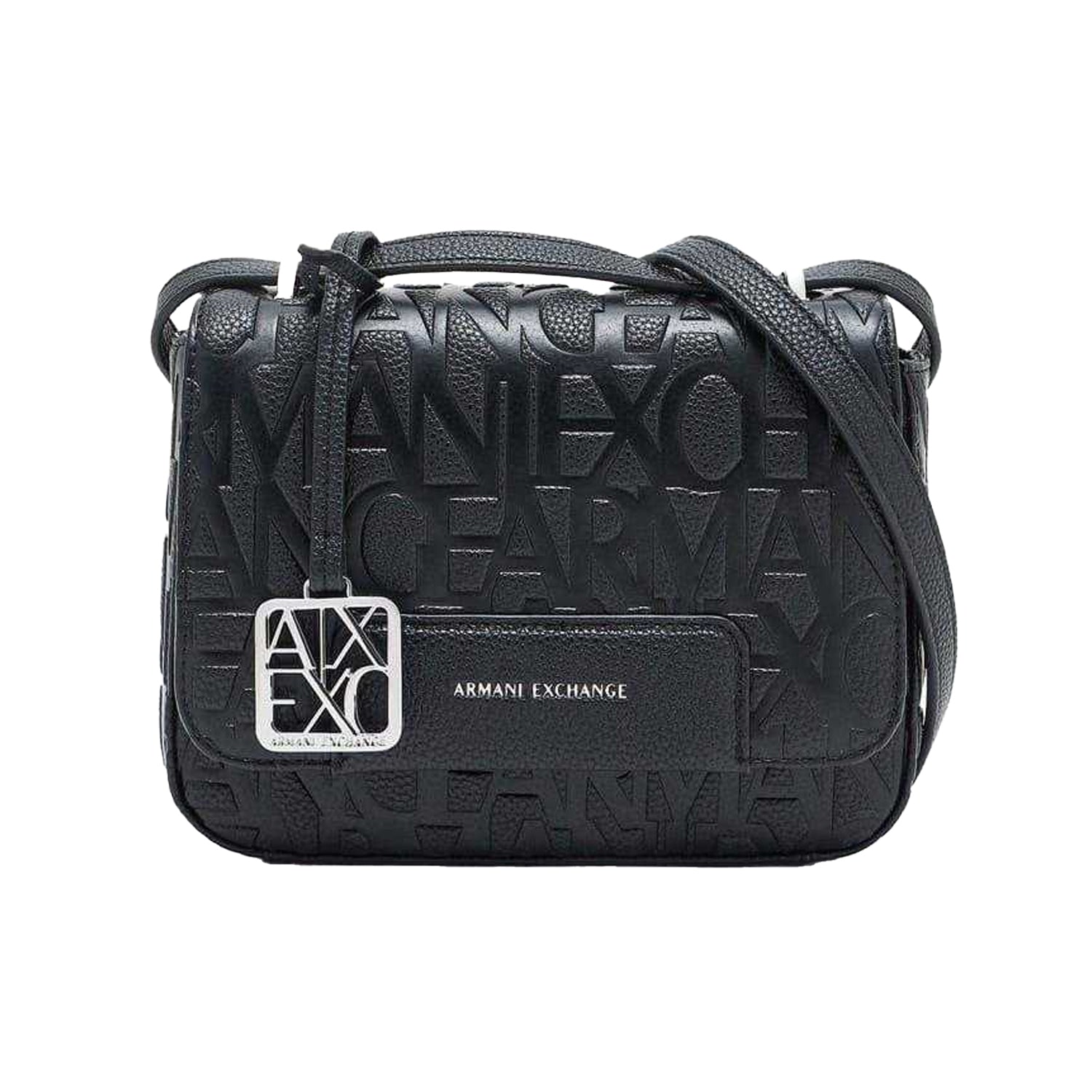 Black - Front - Armani Exchange All Over Logo Messenger Bag