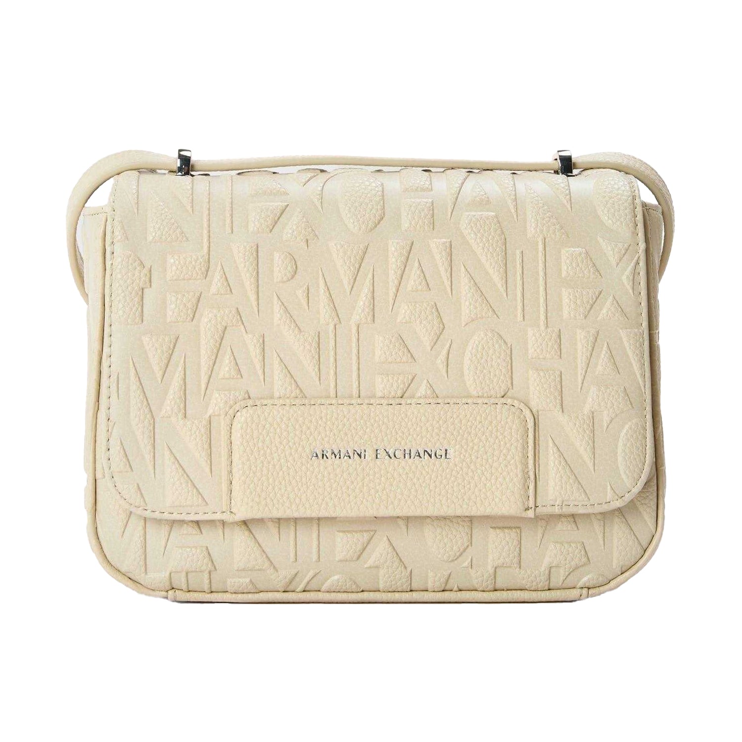 Beige - Front - Armani Exchange All Over Logo Messenger Bag
