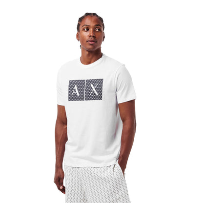 White - Side - Armani Exchange Mens Geometric Cotton Regular T-Shirt
