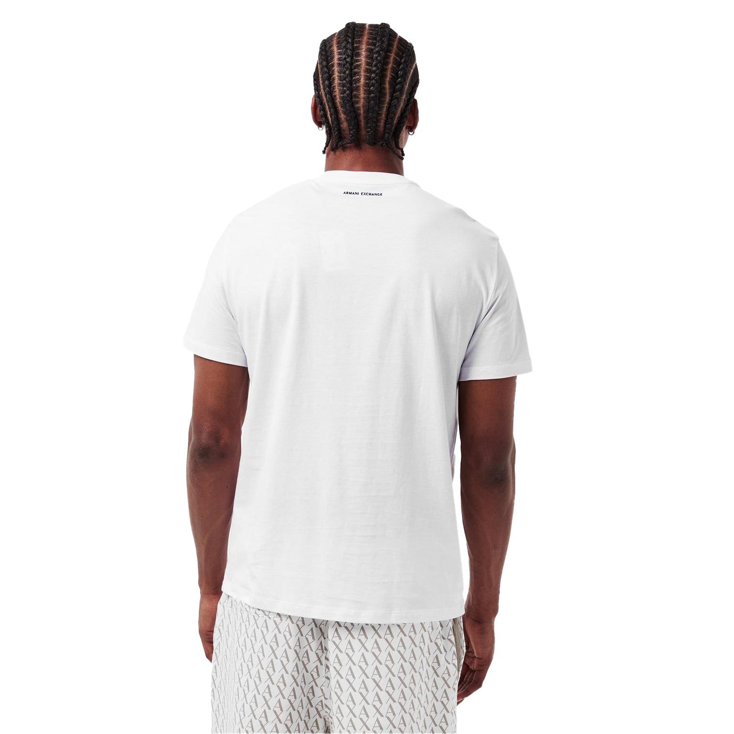 White - Lifestyle - Armani Exchange Mens Geometric Cotton Regular T-Shirt