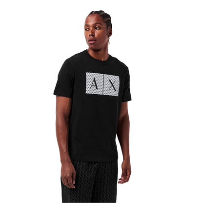 Black - Side - Armani Exchange Mens Geometric Cotton Regular T-Shirt