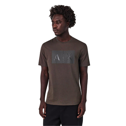 Khaki Tone - Side - Armani Exchange Mens Geometric Cotton Regular T-Shirt