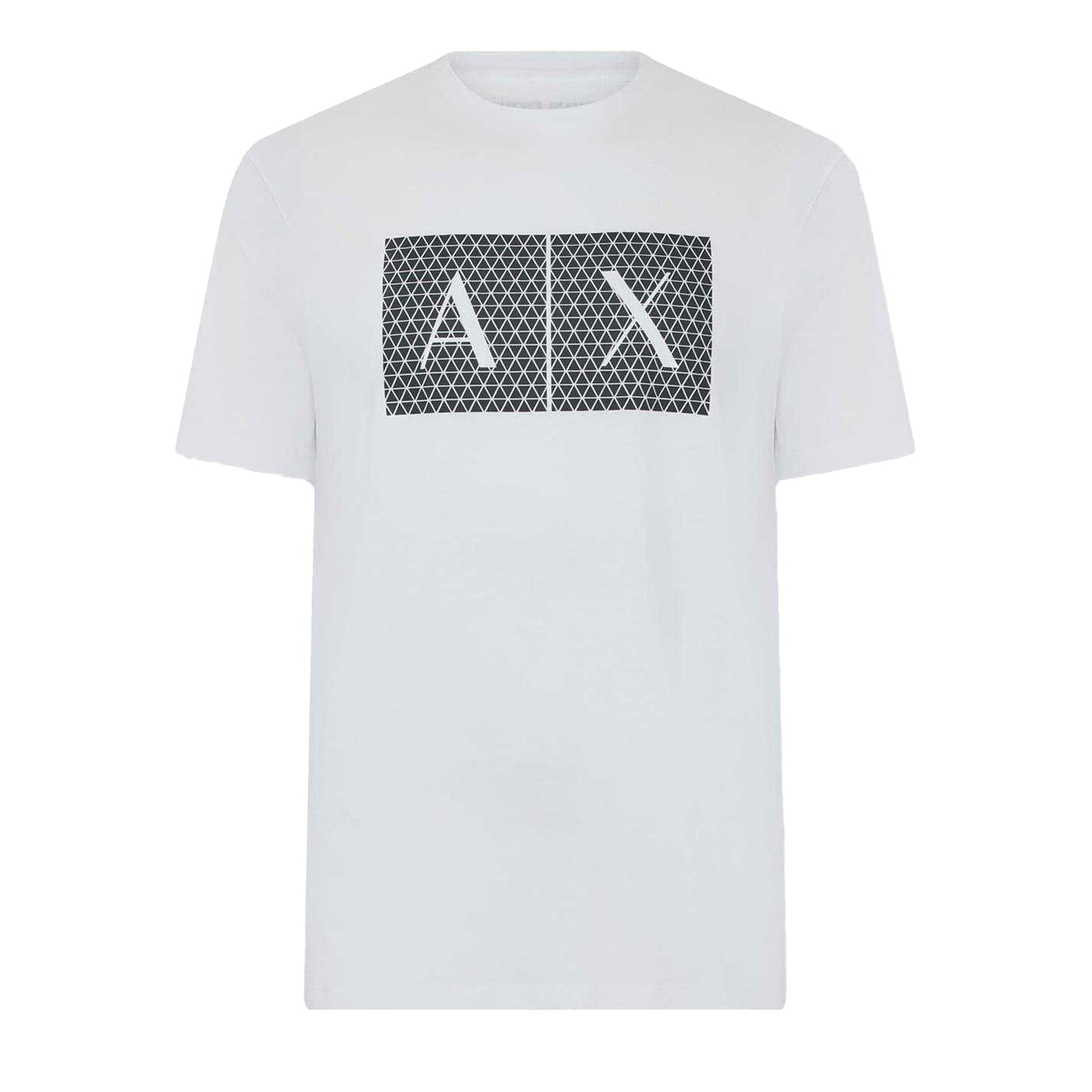 White - Front - Armani Exchange Mens Geometric Cotton Regular T-Shirt