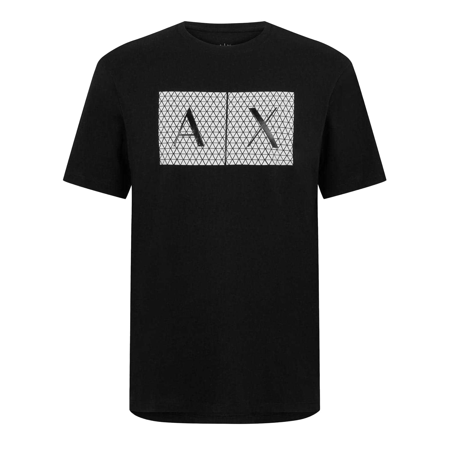 Black - Front - Armani Exchange Mens Geometric Cotton Regular T-Shirt