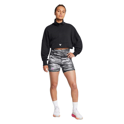 Black - Lifestyle - Under Armour Womens-Ladies Project Rock Zebra Print Skinny Running Shorts