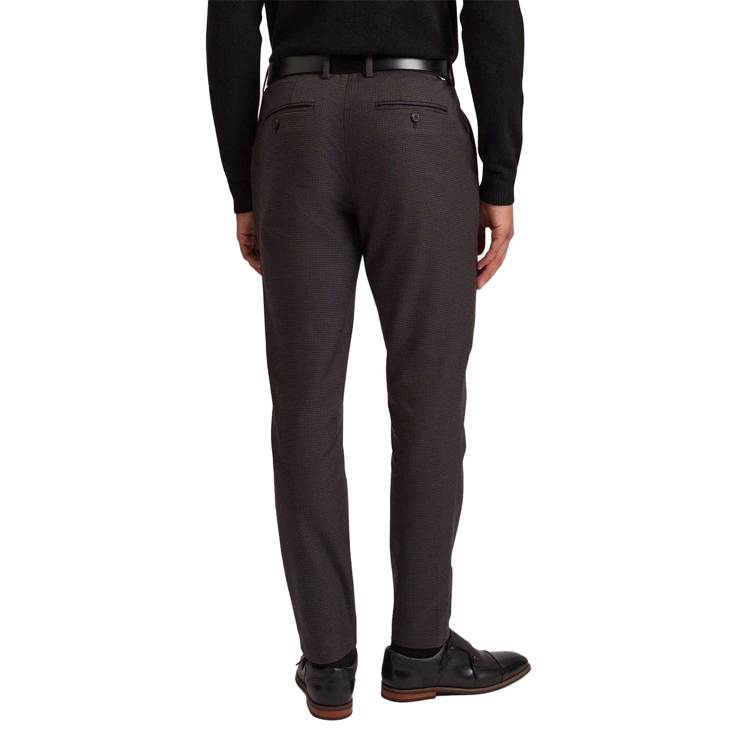 Grey - Back - Ted Baker Mens Houndstooth Trousers