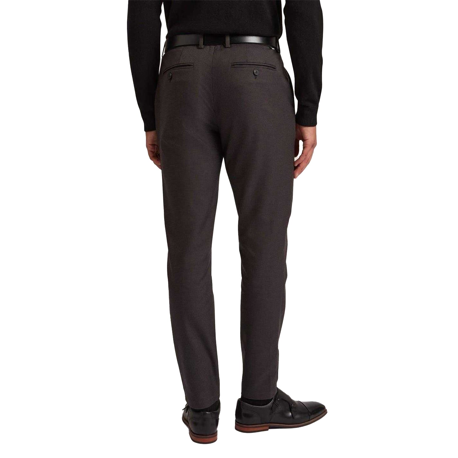 Grey - Back - Ted Baker Mens Houndstooth Trousers