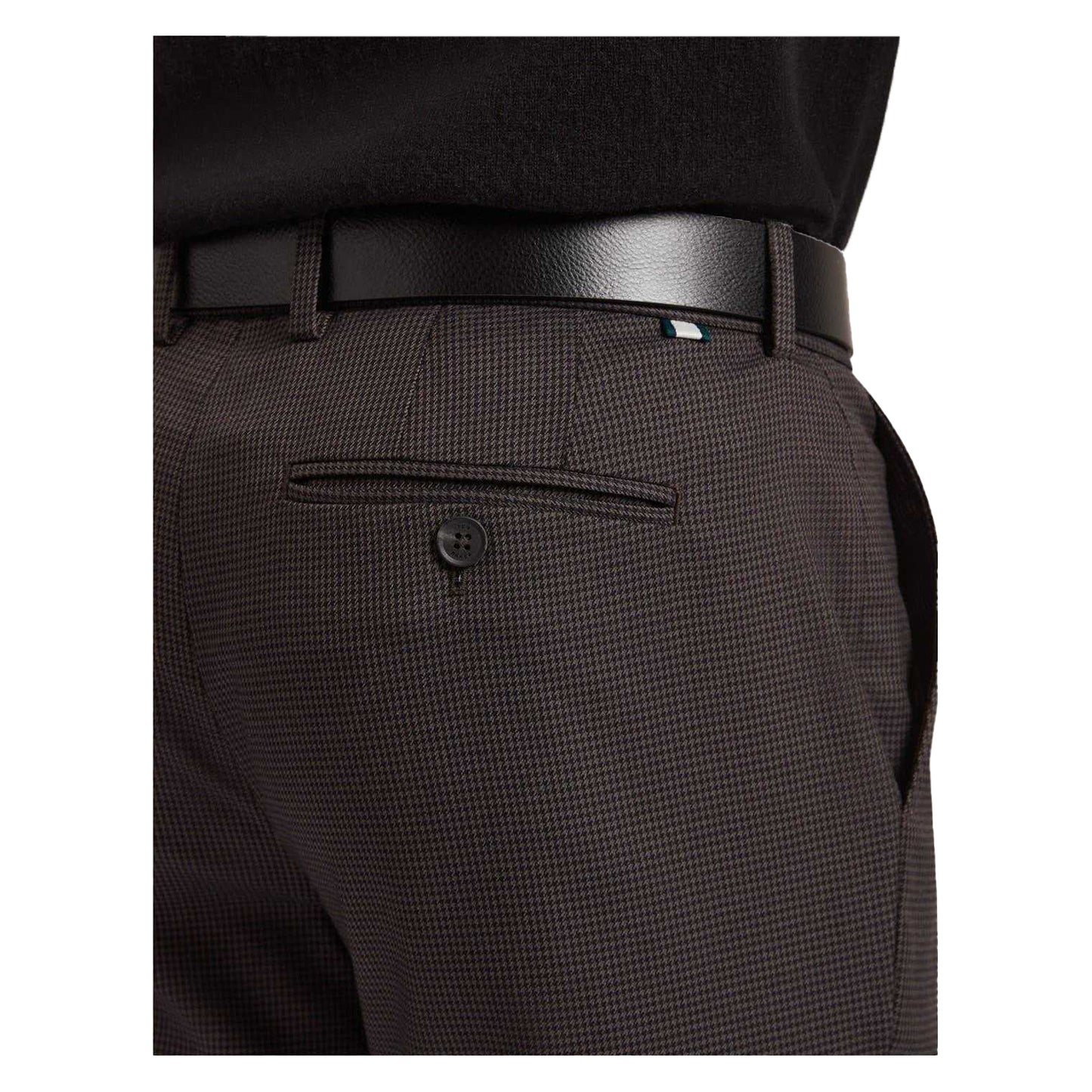 Grey - Side - Ted Baker Mens Houndstooth Trousers