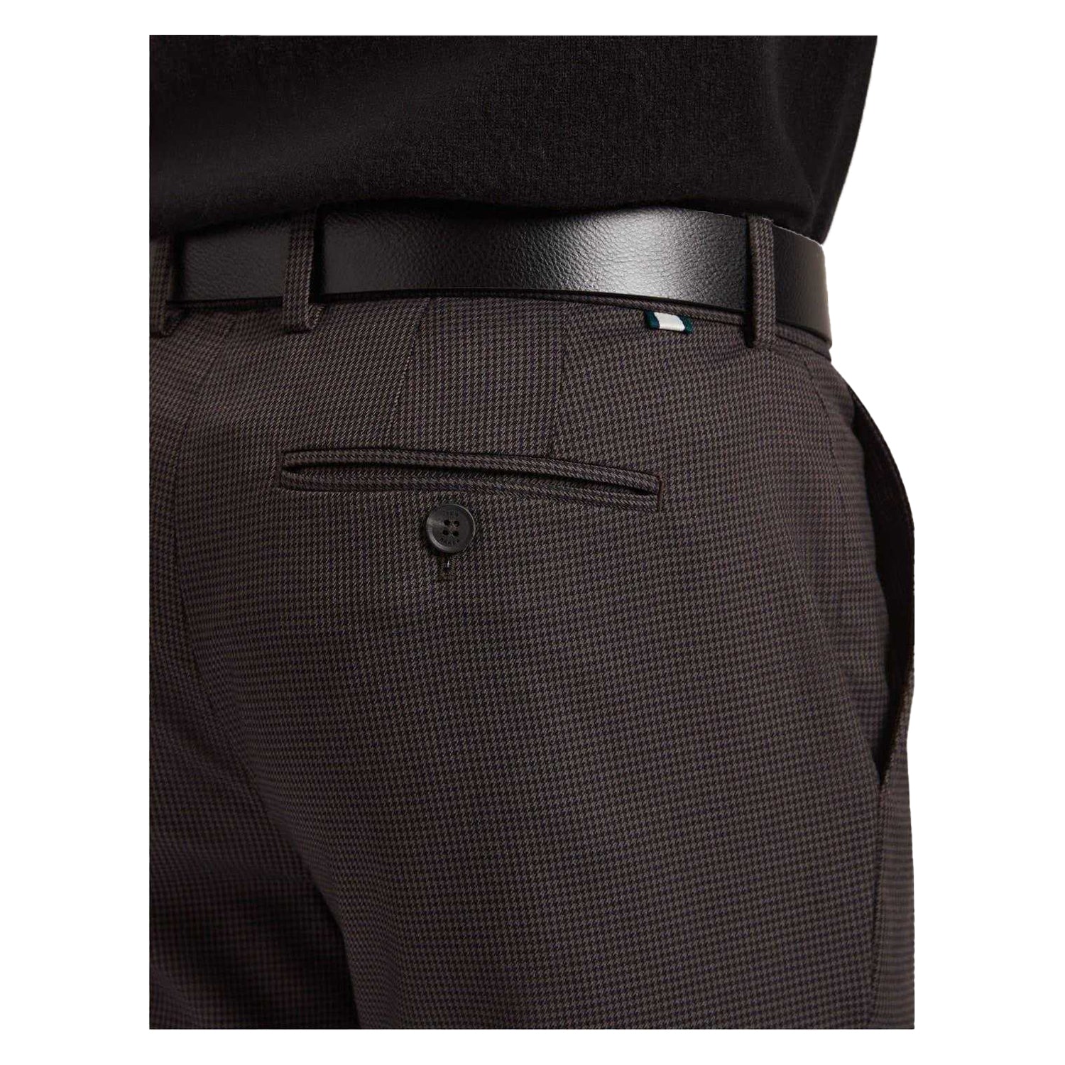 Grey - Side - Ted Baker Mens Houndstooth Trousers