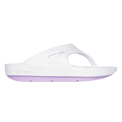 White-Lavender - Side - Skechers Womens-Ladies Go Walk Arch Fit Flat Sports Sandals