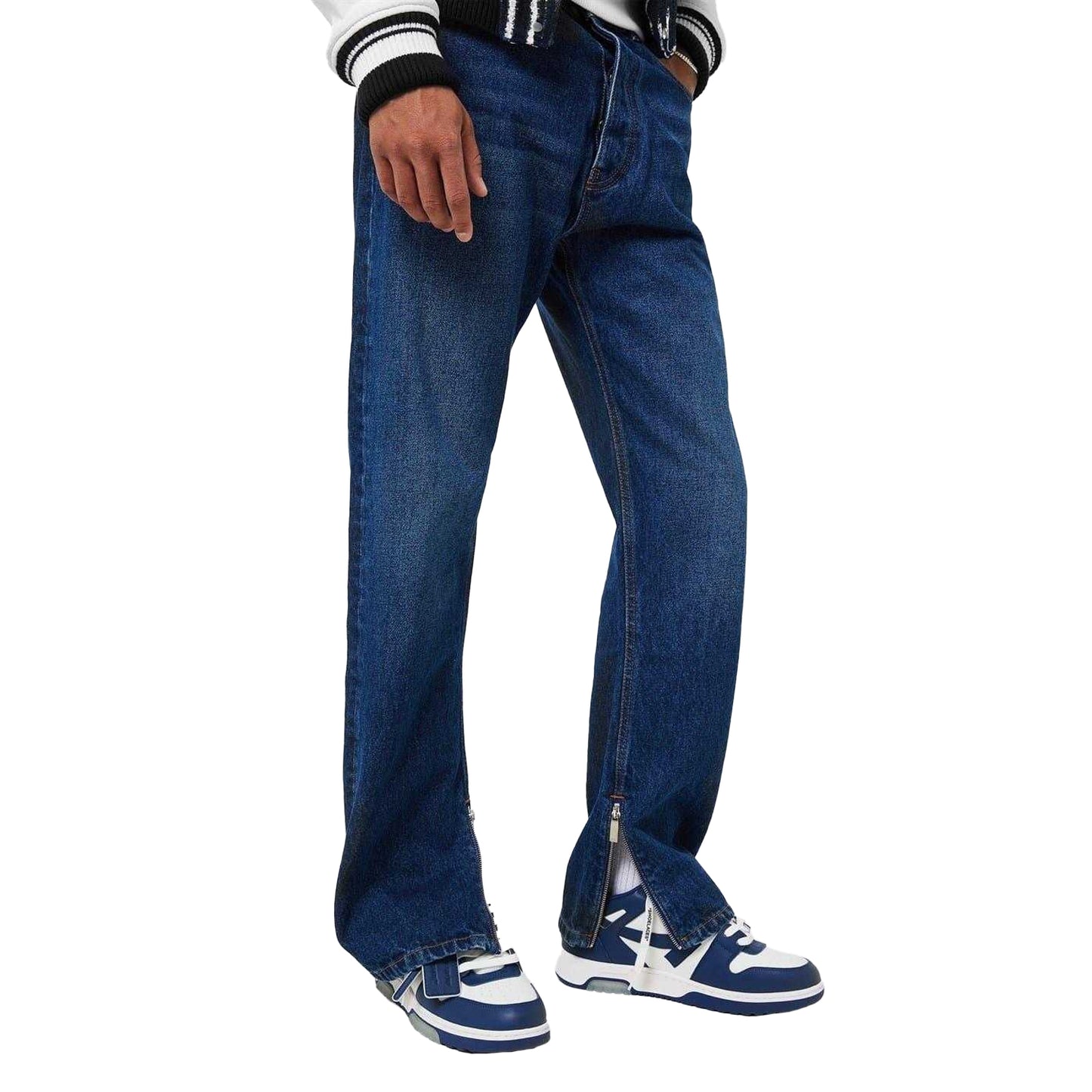 Blue - Side - Off White Mens Cotton Denim Jeans