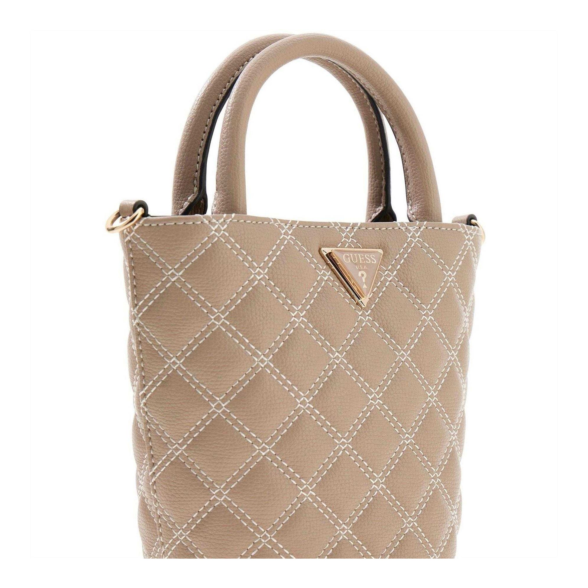 Dark Taupe - Lifestyle - Guess Womens-Ladies Giully Quilted Shoulder Bag
