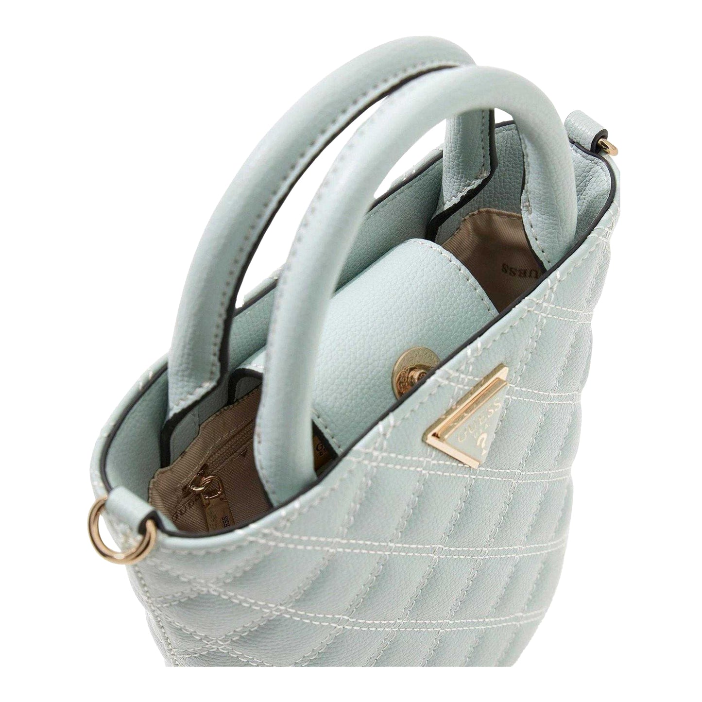 Mint - Side - Guess Womens-Ladies Giully Quilted Shoulder Bag