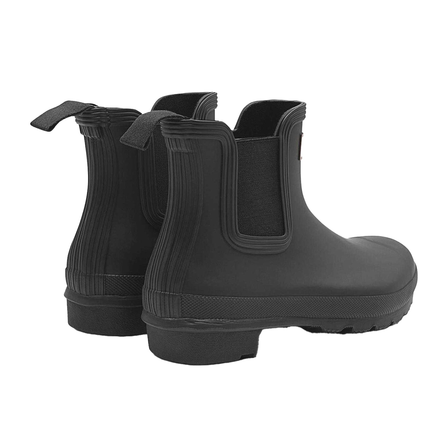 Black - Back - Hunter Womens-Ladies Original Waterproof Block Heel Chelsea Boots