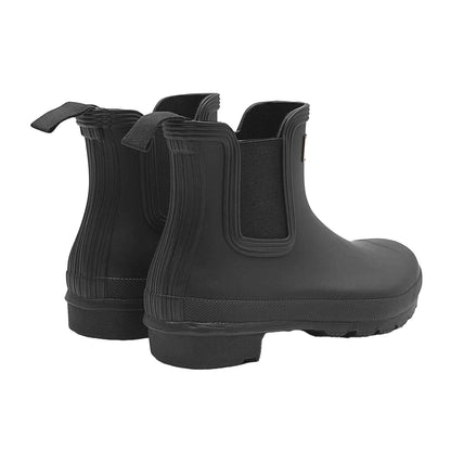 Black - Back - Hunter Womens-Ladies Original Waterproof Block Heel Chelsea Boots