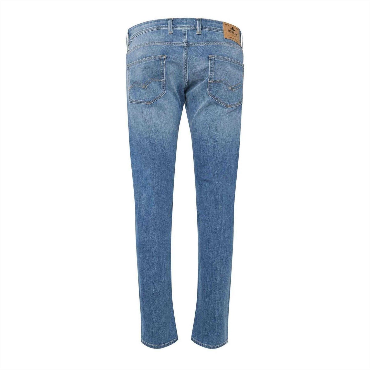 Blue - Back - Replay Mens Cotton Denim Straight Jeans