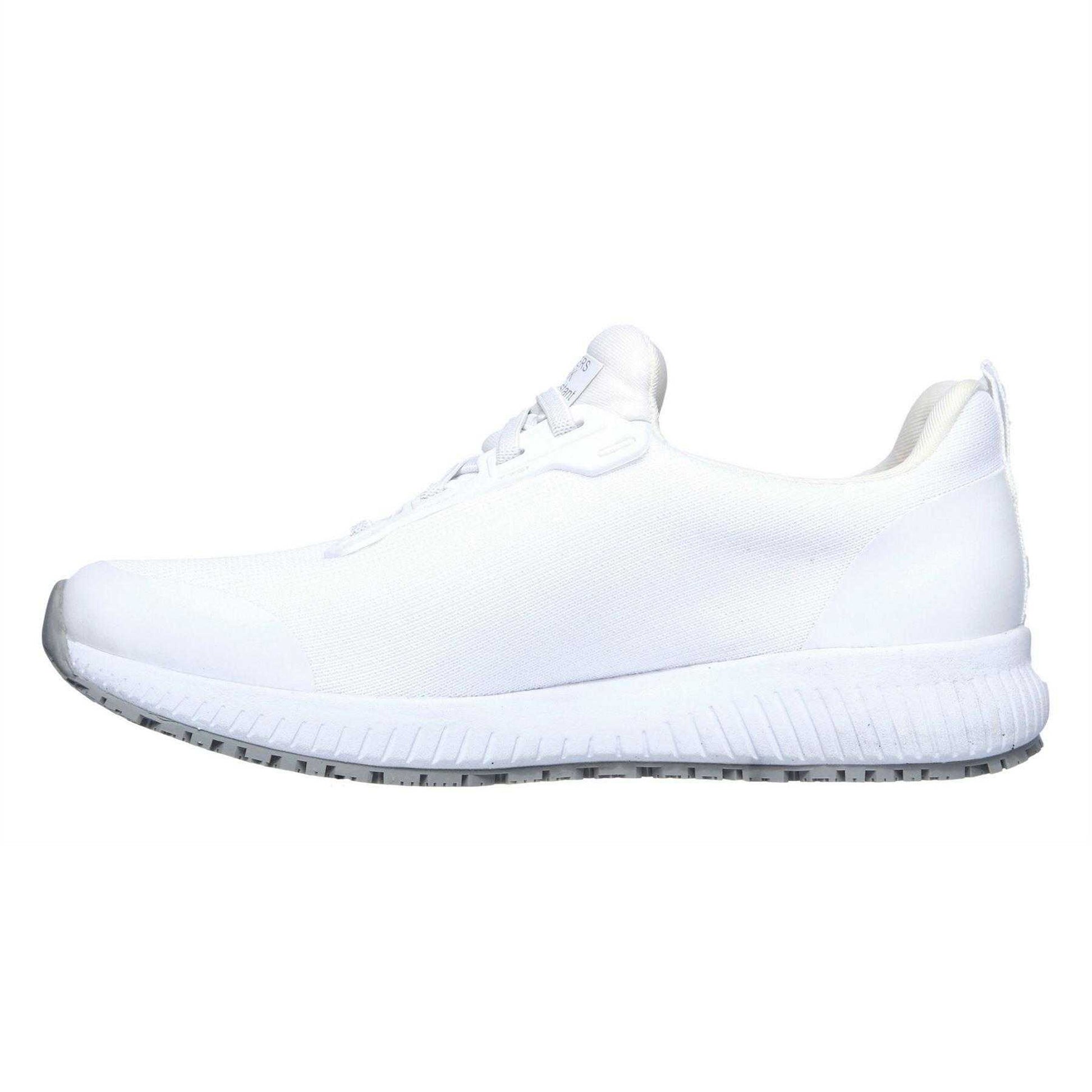 White - Back - Skechers Womens-Ladies Squad Shoes