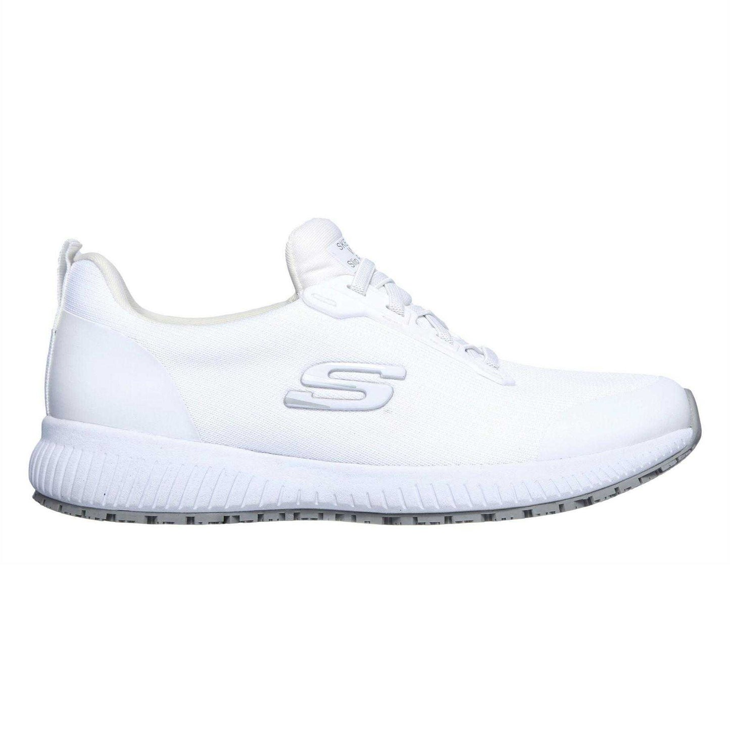 White - Side - Skechers Womens-Ladies Squad Shoes