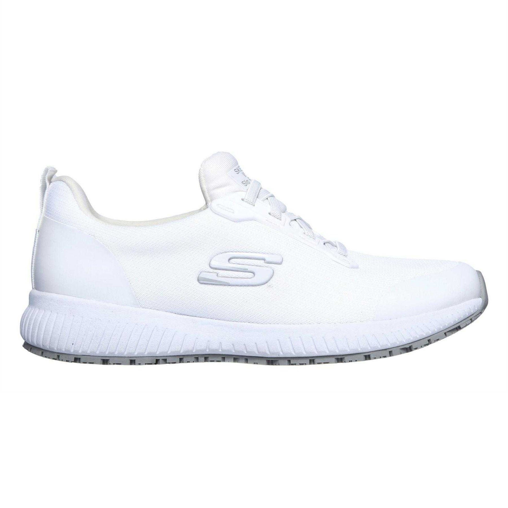 White - Side - Skechers Womens-Ladies Squad Shoes