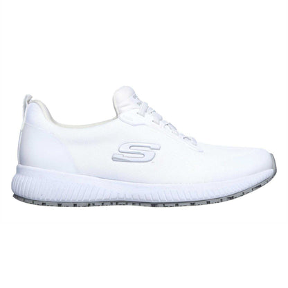 White - Side - Skechers Womens-Ladies Squad Shoes