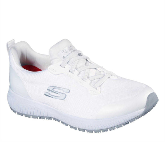 White - Front - Skechers Womens-Ladies Squad Shoes
