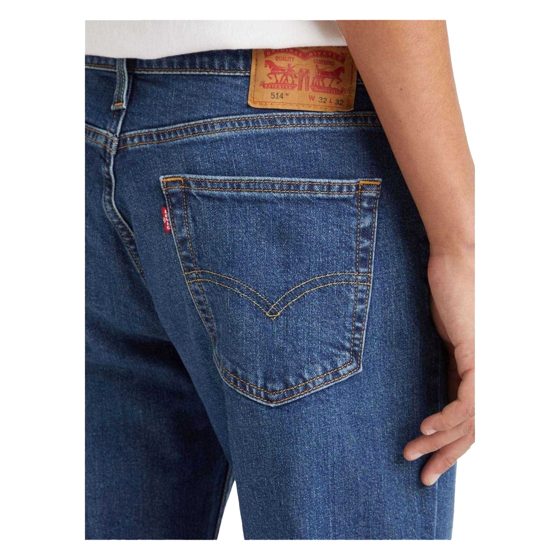 Blue - Side - Levis Mens 514 Spider Crab Cotton Blend Straight Jeans