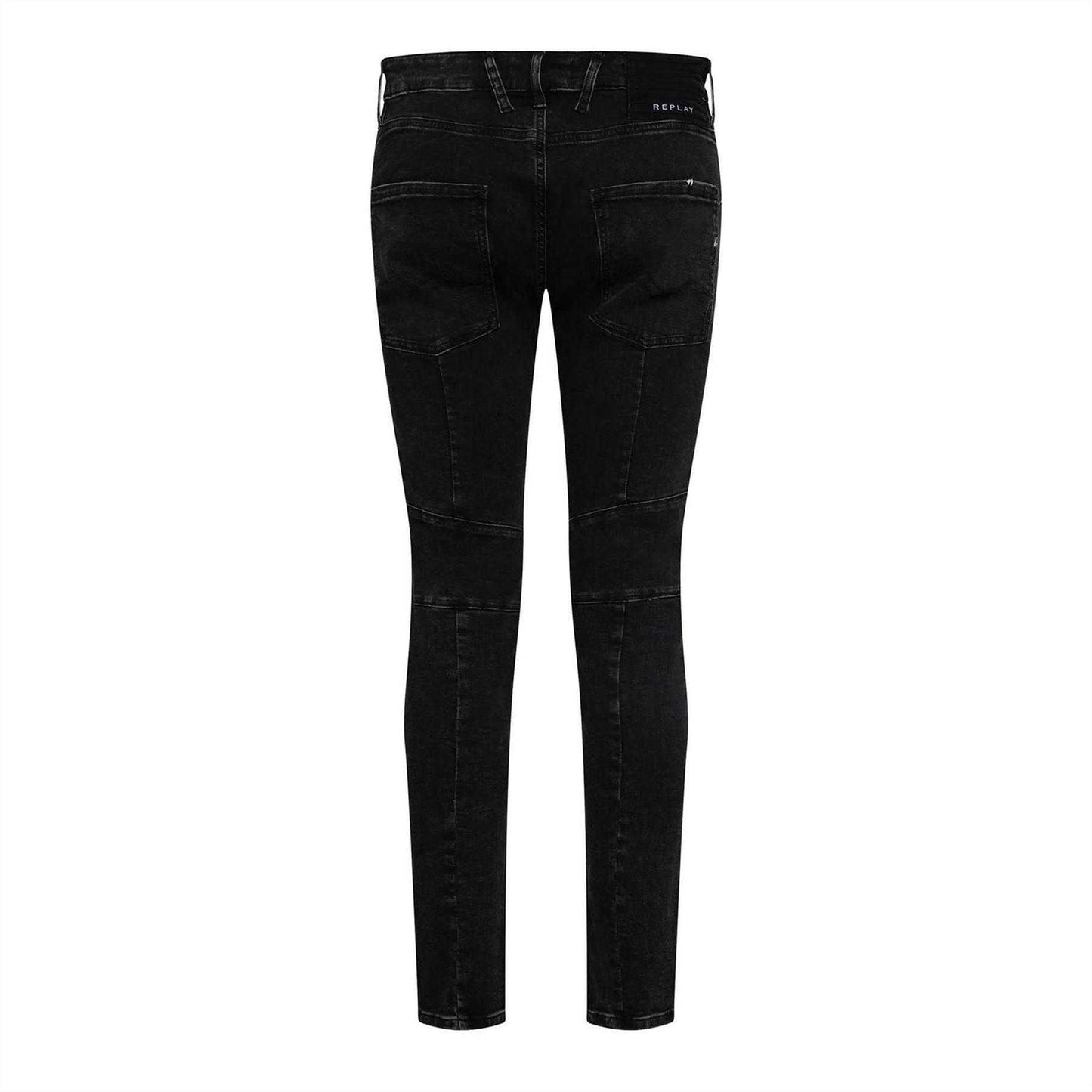 Grey - Back - Replay Mens Zaldok Cotton Blend Skinny Jeans