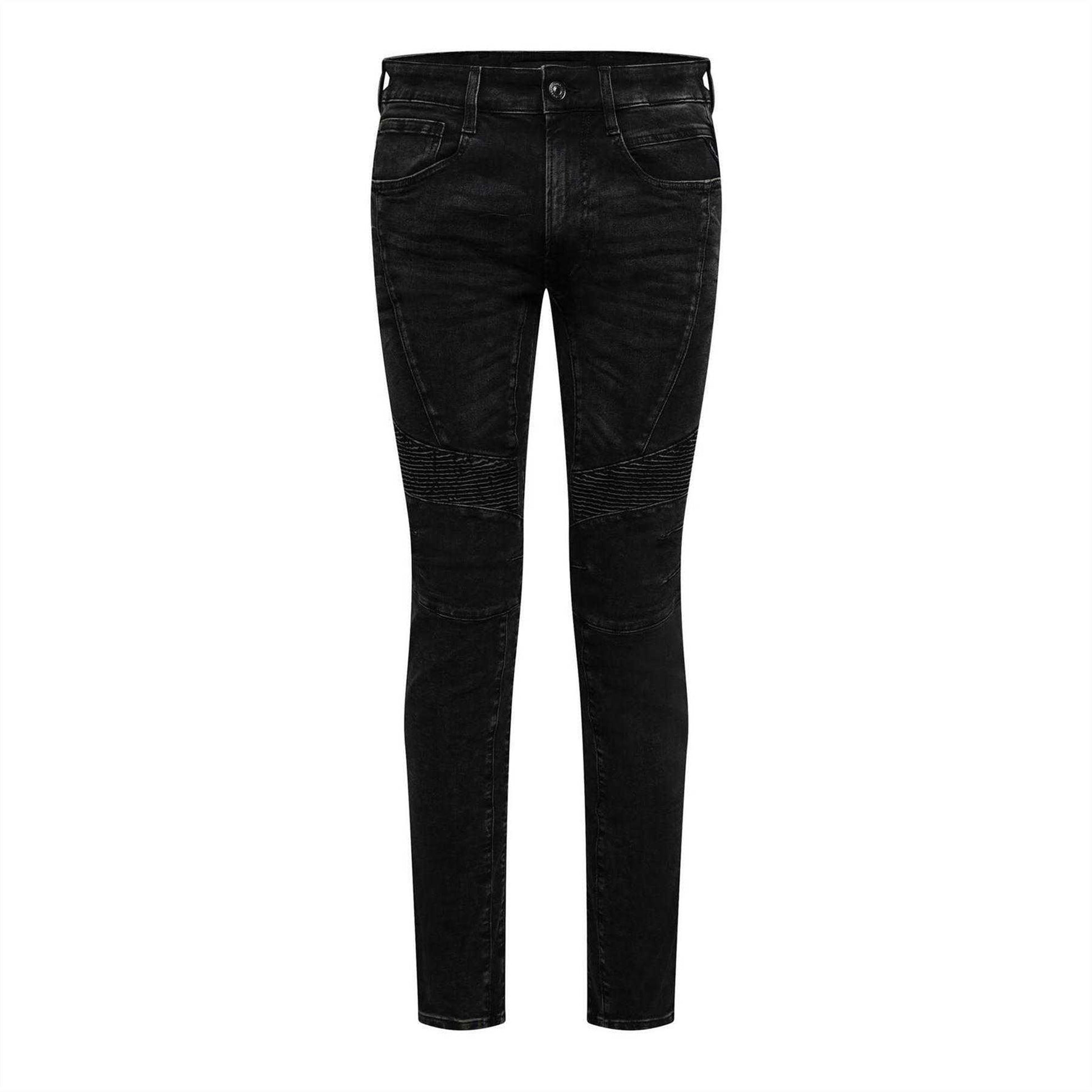 Grey - Front - Replay Mens Zaldok Cotton Blend Skinny Jeans