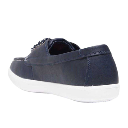 Navy - Back - Lambretta Mens Vulkan Boat Shoes