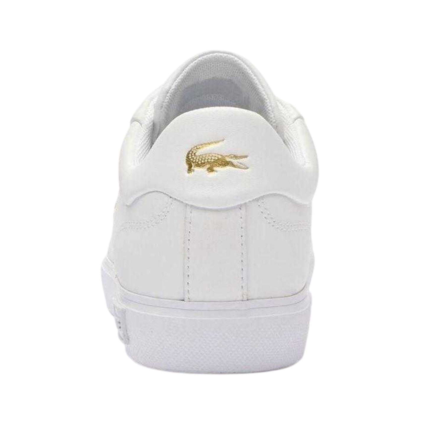 White-Gold - Back - Lacoste Womens-Ladies Powercourt 2.0 Leather Trainers