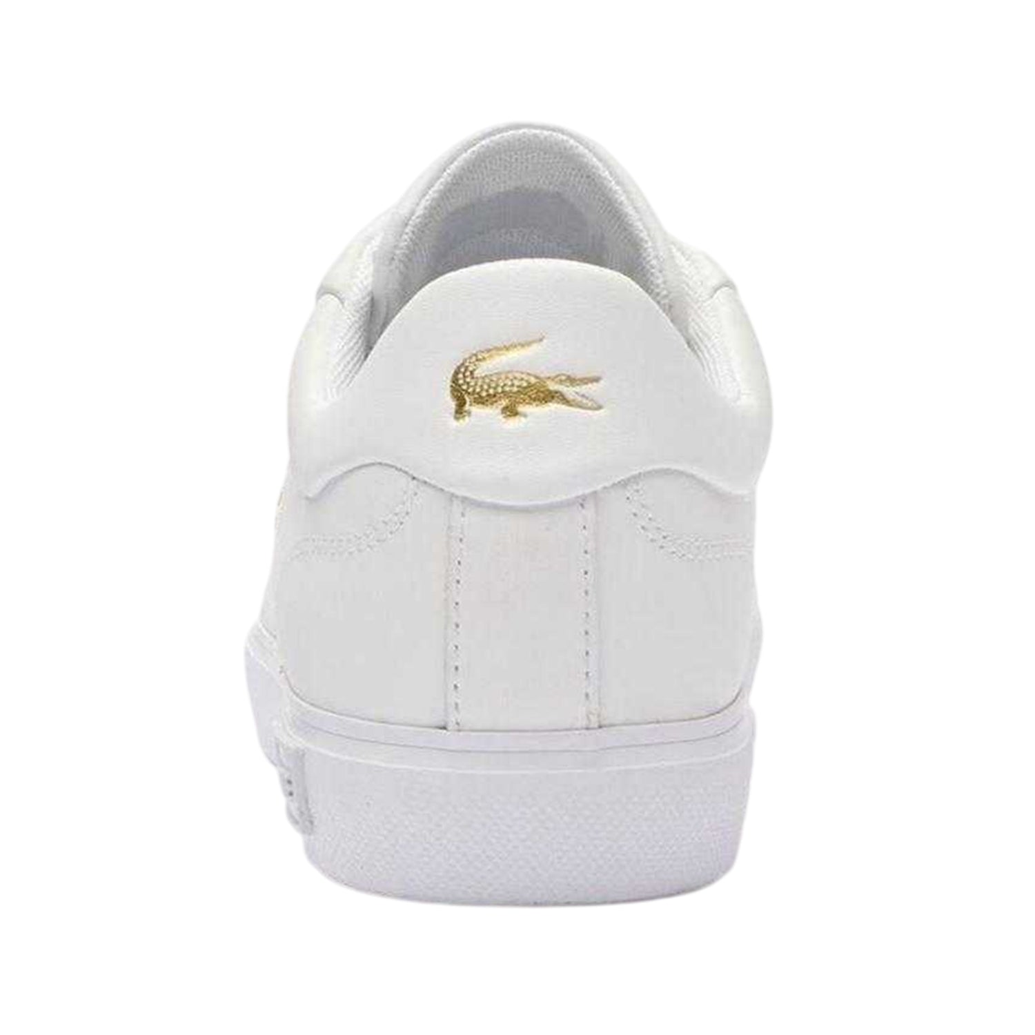 White-Gold - Back - Lacoste Womens-Ladies Powercourt 2.0 Leather Trainers