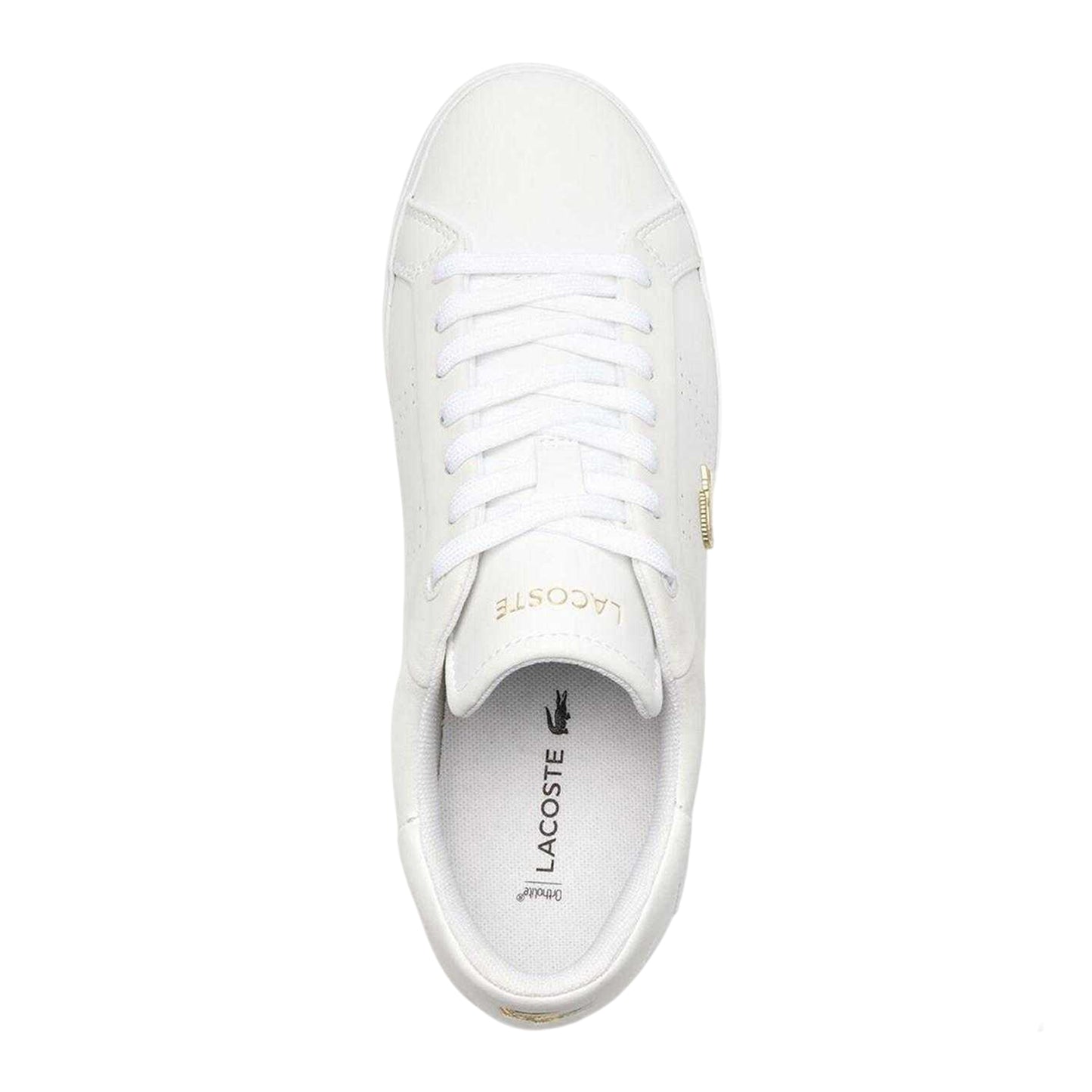 White-Gold - Lifestyle - Lacoste Womens-Ladies Powercourt 2.0 Leather Trainers