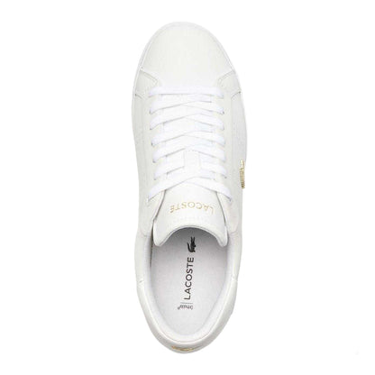 White-Gold - Lifestyle - Lacoste Womens-Ladies Powercourt 2.0 Leather Trainers