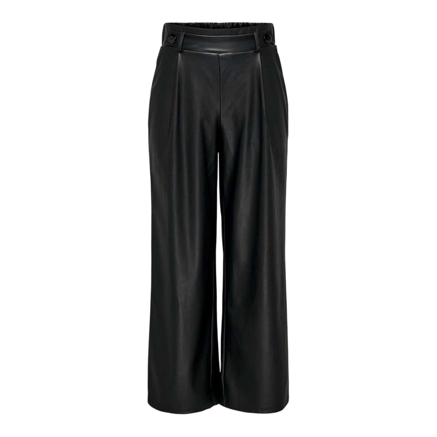 Black - Front - Only Womens-Ladies Faux Leather Wide Leg Palazzo Trousers