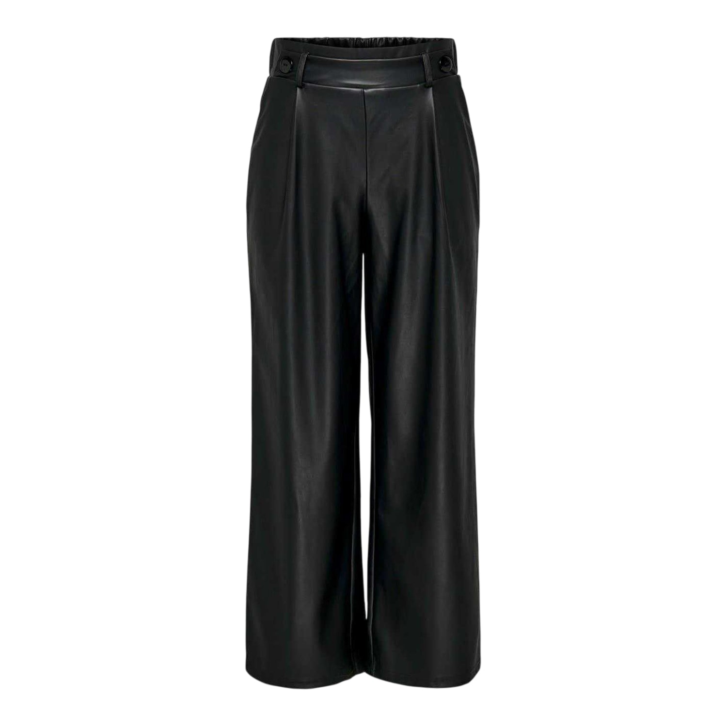 Black - Front - Only Womens-Ladies Faux Leather Wide Leg Palazzo Trousers