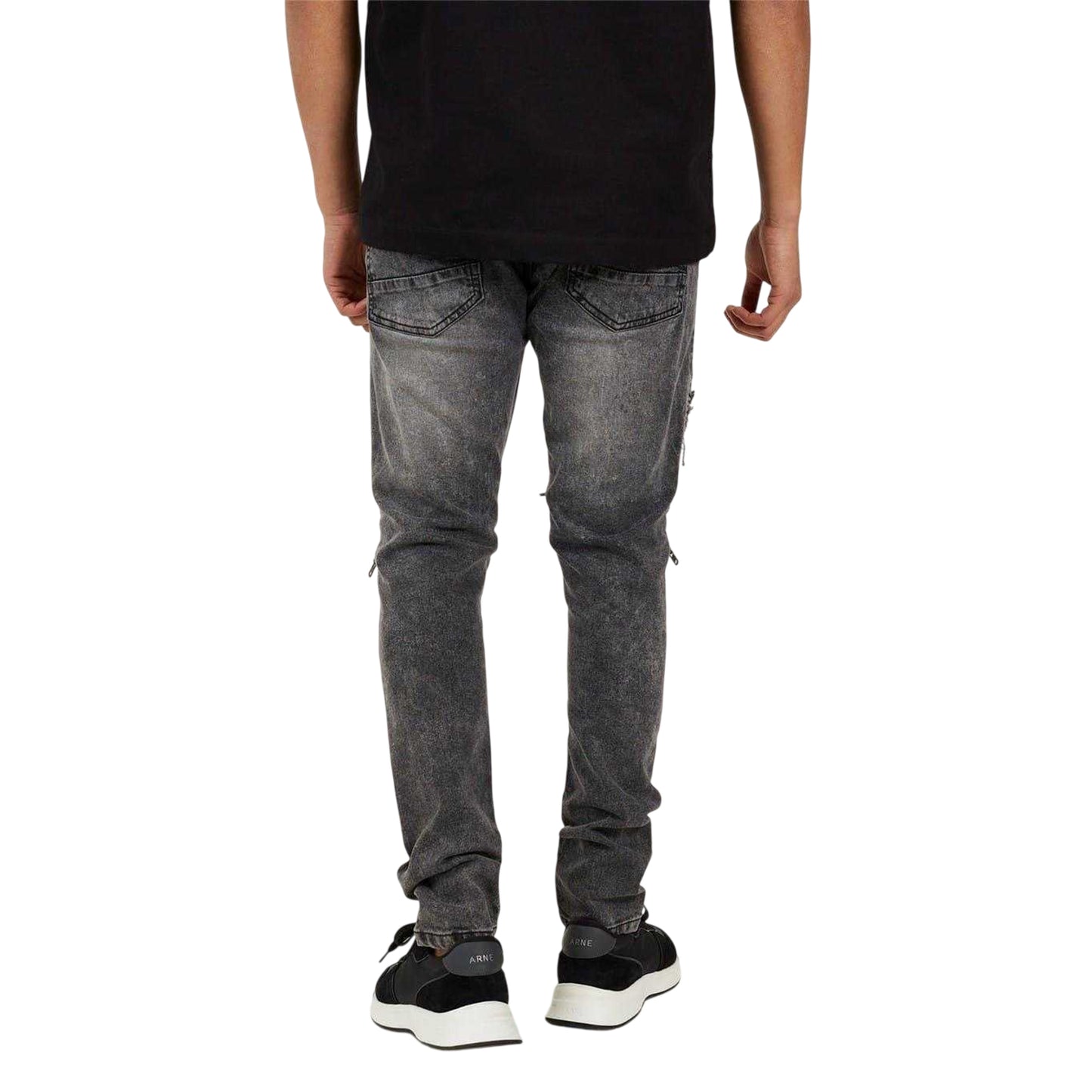 Black - Back - Brave Soul Mens Washed Denim Jeans
