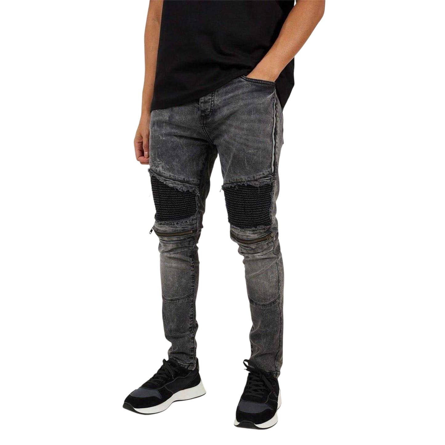 Black - Front - Brave Soul Mens Washed Denim Jeans