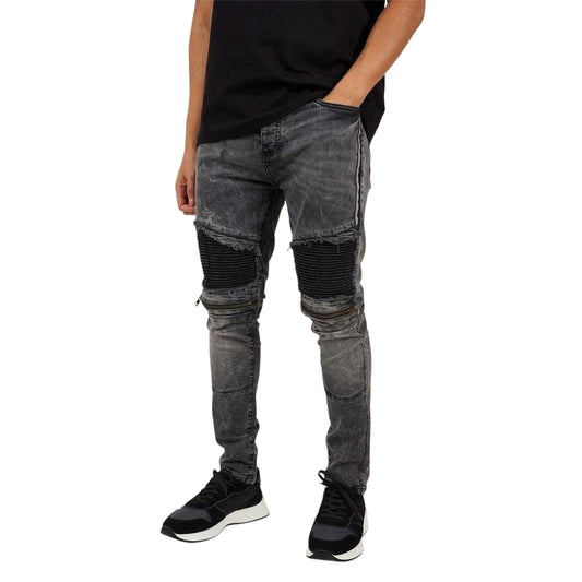 Black - Front - Brave Soul Mens Washed Denim Jeans